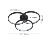 20" Modern Black LED Ceiling Light, 3-Ring Flush Mount Fixture for Living Bedroom, or Dining W1340P253585