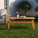 Outdoor Wood Coffee Table, 42" Farmhouse Side Table for Patio, Solid Cedar Wood Accent Table with 53912623