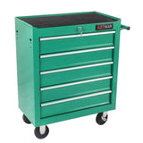 ZUN 5 Drawer Tool Chest, Tool Storage Cabinet for Garage Storage with 4 Wheels and Locking System, GREEN W1102126228