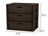 Wide 3 Drawer Tower, Plastic Storage Organizer with Removable Decorative Bins, Easy to Assemble - No 76525464