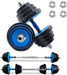 ZUN Adjustable Weights Dumbbells Set of 2, 66Lbs 2 in 1 Exercise & Fitness Dumbbells Barbell Set for Men 63592580