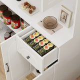 ZUN 71" Kitchen Pantry Storage Cabinet with Microwave Oven Countertop, Freestanding Hutch Cabinet with W282108555