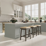 24" Counter Stool, Weathered Gray Finish, French Gray Leather Seat B04660631