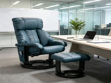 360&deg Swivel Massage Recliner Chair, 10-Point Vibration Footstool for Living Room, Blue 94968086