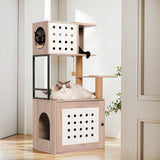 Cat Tree with Litter Box Enclosure, All-in-one Cat Tower for Indoor Cats with Large Hammock, Bed, W1687P304379