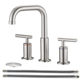8 in. Widespread Double Handle Bathroom Faucet with Pop Up Drain in Brushed Nickel W122459284