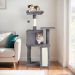 ZUN 47 inch Cat Tree Cat Tower for Indoor Cats, Cat House with Padded Platform Bed, Toy Ball, Large Cozy 28538709