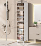 Small Narrow Storage Cabinet with Doors and Shelves Slim Waterproof Bathroom Storage Organizers 01685887