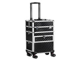 Aluminum Diamond Pattern Cosmetic Case 2-in-1 Sliding Suitcase with Rails Detachable Caster Wheel 49828354