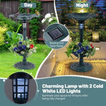 ZUN Green Standing Pedestal Birdbath and Feeder Combo with Solar Powered Lamp 50023949