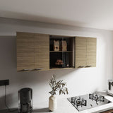 Superior 150 Wall Cabinet With Glass, Four Interior Shelves, Two Double Door Natural Oak B200P286978