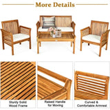 ZUN 4-piece patio furniture set Outdoor Acacia wood sofa furniture with cushion white 42065091