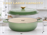 7.5-Quart Cast Iron Enamel Pot Includes Two Cloth Mitts and a Cloth Trivet 93186902