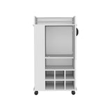 ZUN Bar Cart with 6 Built-in Wine Rack and Casters, White B097120589