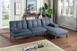 Navy Color Polyfiber Adjustable Chaise Bed Living Room Solid wood Legs Plush Couch HS00F8518-ID-AHD