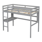 ZUN Twin Size Loft Bed with desk and shelves, Safety Guardrail and ladder,Grey W504P181852