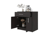 Barbados Pantry Cabinet 33" H with Top Drawer, Double Doors and Interior Shelves, Dark Walnut B097P474319