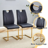 ZUN Black PU Dining Chair Set.Uniquely designed black dinings. PU material, paired with gold metal W2920P233520