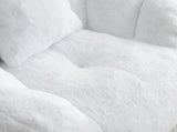 Giant Bean Bag Chair withFootstool, Oversized Bean Bag for Adults and Kids, Faux Fur Shell-Shaped W2677P306793