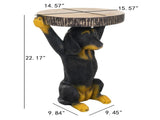 22.17"H Black Dog Side Table Pedestal End Table Stool, MGO Dog Statue Hand Painted Sculpture for N765P412507B