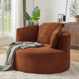 Compressible Corduroy Round Chair with Cushioned Backrest - Modern Comfort Seating for Living W2339P323623