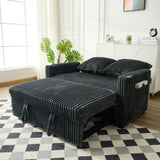 53-inch cushioned recliner sofa bed with USB charging function, pull-out sofa, fabric is corduroy W2564P335437