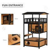 ZUN Wooden Cat House （Prohibited by WalMart） 14190426