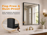Black Framed Rectangular Bathroom Vanity Mirror with Square Corners 14210784