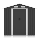 6 x 4 FT Outdoor Storage Shed, Metal Garden Storage House with Slanted Roof & Double Sliding Doors 10356971