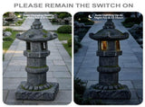 Magnesium Oxide Solar Pagoda Garden Statue with Warm LED Light, Oriental Stone Tower Lantern Outdoor W6572P574591