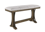 ZUN 1Pc Transitional Counter Height Bench Upholstered Seat Brown/Gray Fabric Wood Metal Dining Room B011P206736