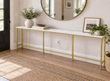 94.49"x7.87"x31.10" Extra Long Console Table, MDF Melamine Veneer & Iron Frame with Power Outlet, 83188920
