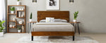 ZUN Mid-Century Modern Solid Wood Bed Frame King Size Platform Bed with Three-Piece Headboard Design, No WF531004AAD