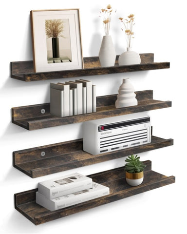 ZUN 24” Floating Shelves for Wall Décor Storage, Set of 4, Wood for Bedroom, Living Room, Bathroom, 09117323