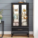 Lighted Curio with Glass Doors and Adjustable Shelves 2 Door Wine Display Curio W1758P297546