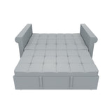 2-SEATER CONVERTIBLE VELVET LOVESEAT SOFA BED GRAY PULL-OUT SLEEPER COUCH WITH SIDE POCKET, W1867P315755