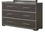 ZUN 1pc Contemporary 6-Drawer Dresser with Chrome Accents Gray Rustic Finish Bedroom Wooden Furniture B011P236785