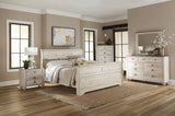Imerland Contemporary White Wash Finish Bedroom Set with King Sleigh Bed, Dresser, Mirror, T2574P201961