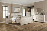 Imerland Contemporary White Wash Finish Bedroom Set with Queen Sleigh Bed, Dresser, Mirror, T2574P201970