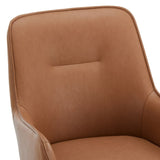 Faux Leather Dining Chairs set of 2, Accent Arm Chair, Metal Steel Frame, Brown 73422630