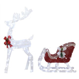 4ft Lighted Christmas Reindeer & Sleigh Outdoor Yard Decoration Set with LED Lights, Red & White 05667609