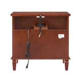 Open Space and 2 Drawers Dresser Nightstand with Charging Station, Farmhouse End Table with USB W1693P216935