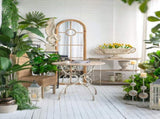 D31.5x31.5" Round Wooden Table with Metal Scrollwork Legs, White W2078P201127