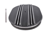 12" Oval Black Aluminum Half Finned Air Cleaner Assembly for Chevy Ford 5-1/8" Carb 60520274