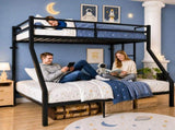 Heavy Duty Twin over Queen Metal Bunk Bed with 1200 LBS Capacity, Noise-Free Structure with Wall W5635P531647