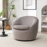 Winnie Modern Teddy Fabric Barrel Chair, 360&deg Swivel, Gray T2574P281444