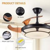 ZUN Modern Minimalist Invisible Ceiling Fan Light - Retractable Fan With LED Fixtures - For Living Room, W1340P184907