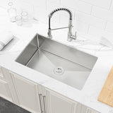 Kitchen Sink, 33x19 Drop In Single Bowl, Undermount Handmade Sink in Brushed Nickel, with US 31436810