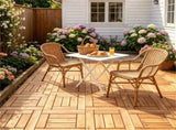 27PCS Interlocking Deck Tiles, Natural Acacia Wood Waterproof Floor Tile with Drainage Base, 83188544