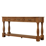63inch Long Wood Console Table with 3 Drawers and 1 Bottom Shelf for Entryway Hallway Easy Assembly W1202114035